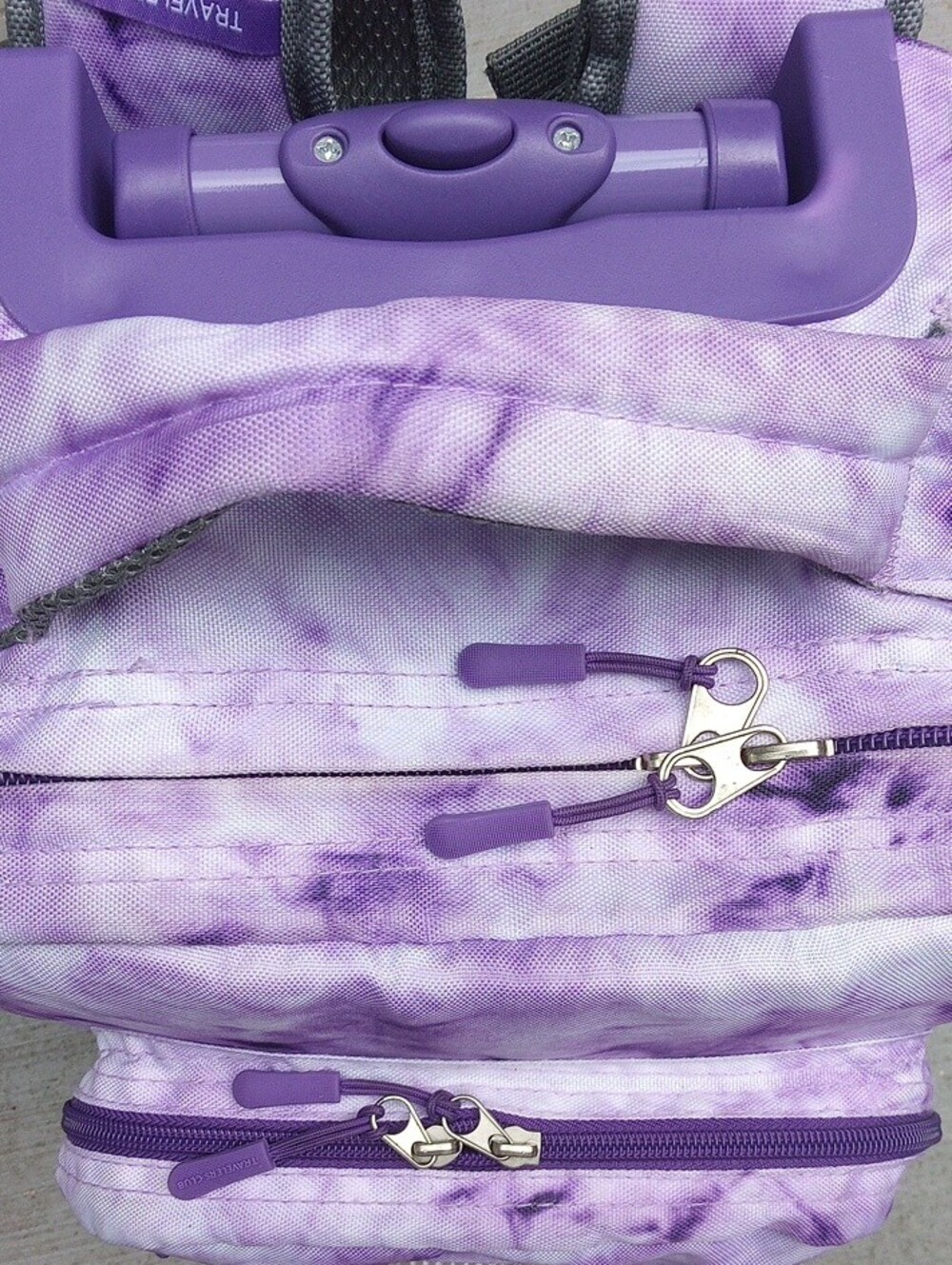 Purple Tie-Dye Rolling Backpack - Picture 8 of 16